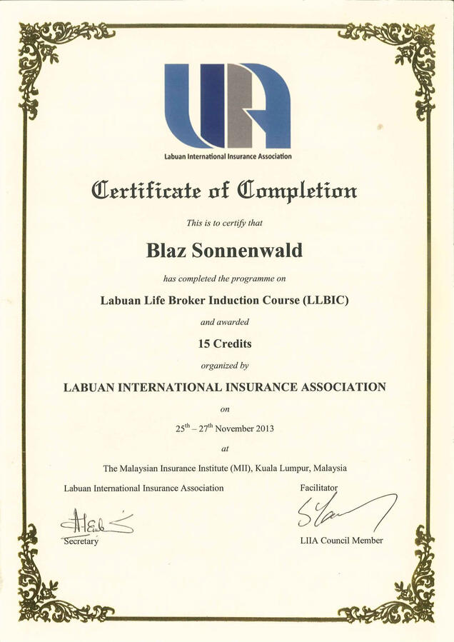 BLAZ - LIIA certificate